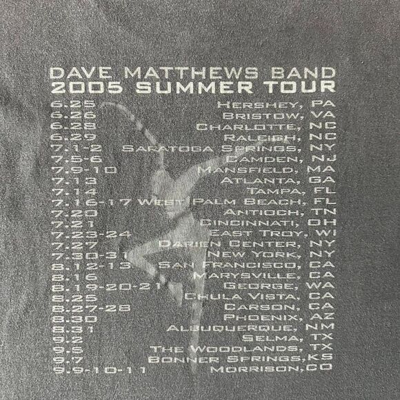 Vtg 2005 Dave Matthews Band T-Shirt Stand Up Summer Tour Black Silver DMB Large - Picture 3 of 5
